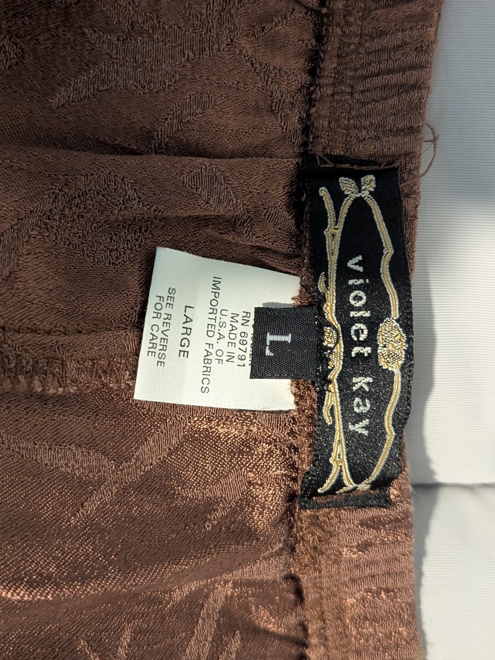 Violet Kay Vintage Fairy Chocolate Brown Floral Silk Lace Trim Midi Skirt L - Picture 2 of 6